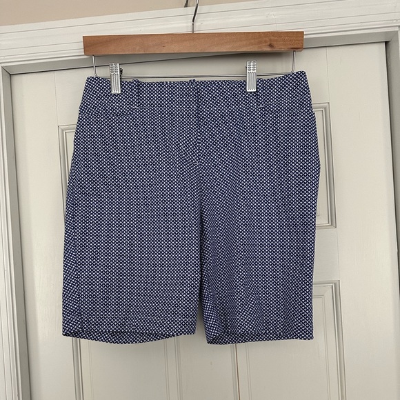 Talbots Pants - Talbots Navy and White Patterned Bermudas